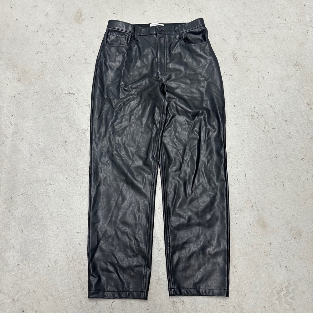Abercrombie & Fitch Womens 31 Black Ankle Straight High Rise Pants Faux Leather